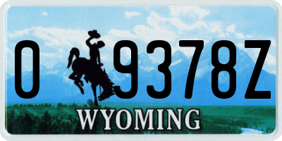 WY license plate 09378Z