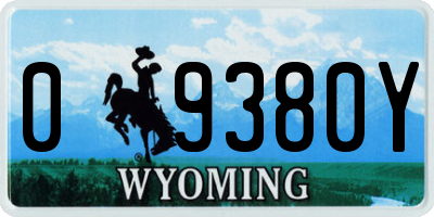 WY license plate 09380Y
