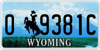 WY license plate 09381C