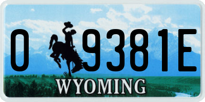 WY license plate 09381E