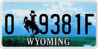 WY license plate 09381F