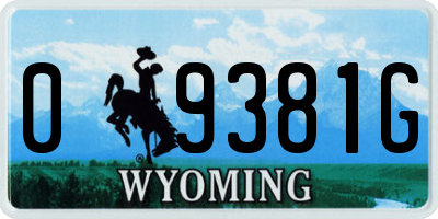 WY license plate 09381G