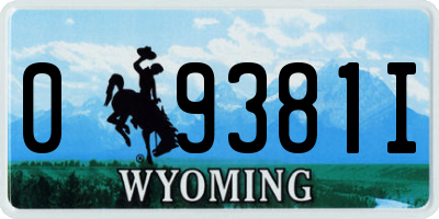 WY license plate 09381I