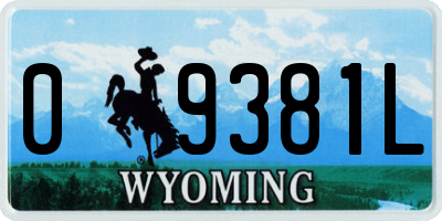 WY license plate 09381L