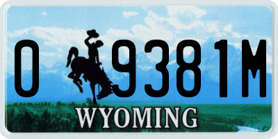 WY license plate 09381M