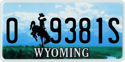 WY license plate 09381S