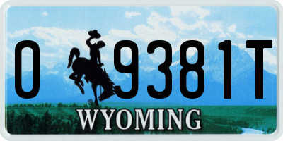 WY license plate 09381T