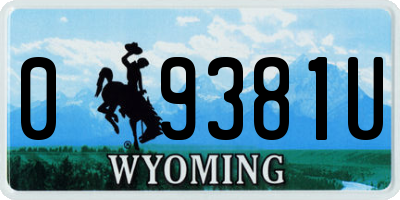 WY license plate 09381U