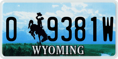 WY license plate 09381W