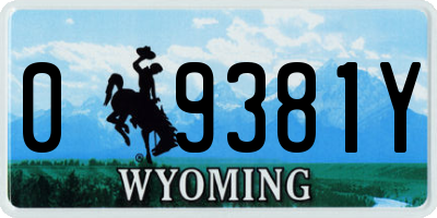WY license plate 09381Y