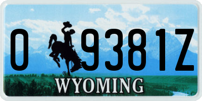 WY license plate 09381Z