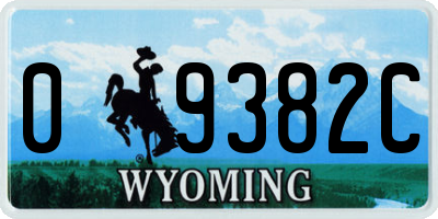 WY license plate 09382C