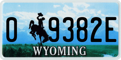 WY license plate 09382E
