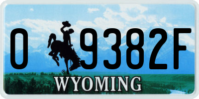 WY license plate 09382F
