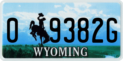 WY license plate 09382G