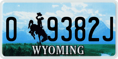 WY license plate 09382J