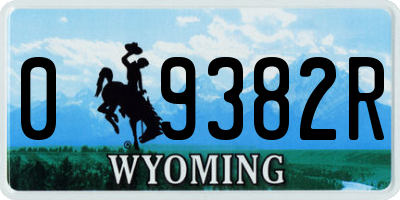 WY license plate 09382R