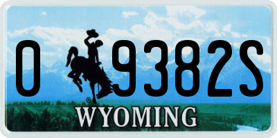 WY license plate 09382S