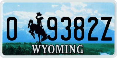 WY license plate 09382Z