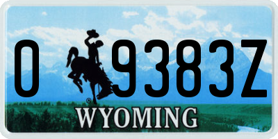 WY license plate 09383Z