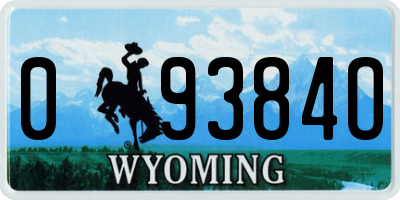 WY license plate 09384O