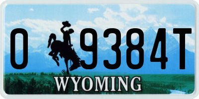 WY license plate 09384T