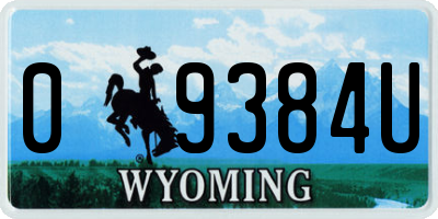 WY license plate 09384U