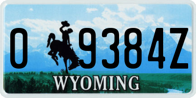 WY license plate 09384Z
