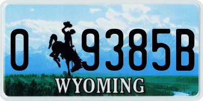 WY license plate 09385B
