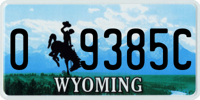 WY license plate 09385C