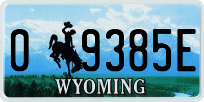WY license plate 09385E