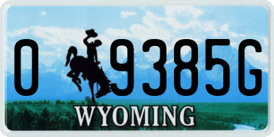 WY license plate 09385G