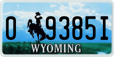 WY license plate 09385I