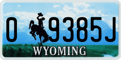 WY license plate 09385J