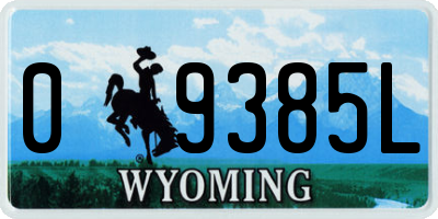 WY license plate 09385L