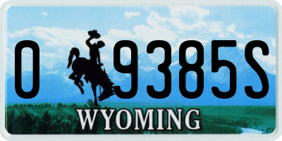 WY license plate 09385S