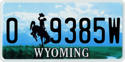 WY license plate 09385W