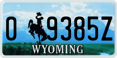 WY license plate 09385Z