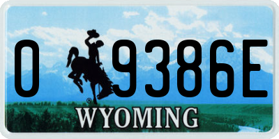 WY license plate 09386E