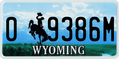 WY license plate 09386M