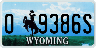 WY license plate 09386S