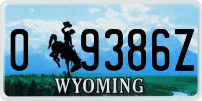 WY license plate 09386Z