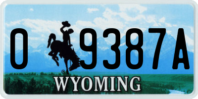 WY license plate 09387A
