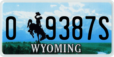 WY license plate 09387S