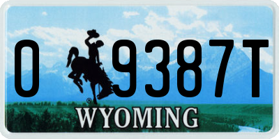 WY license plate 09387T