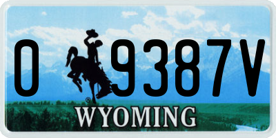 WY license plate 09387V