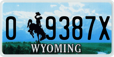 WY license plate 09387X