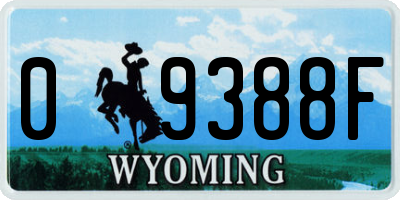 WY license plate 09388F