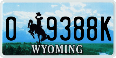 WY license plate 09388K