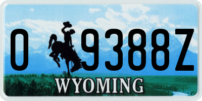 WY license plate 09388Z